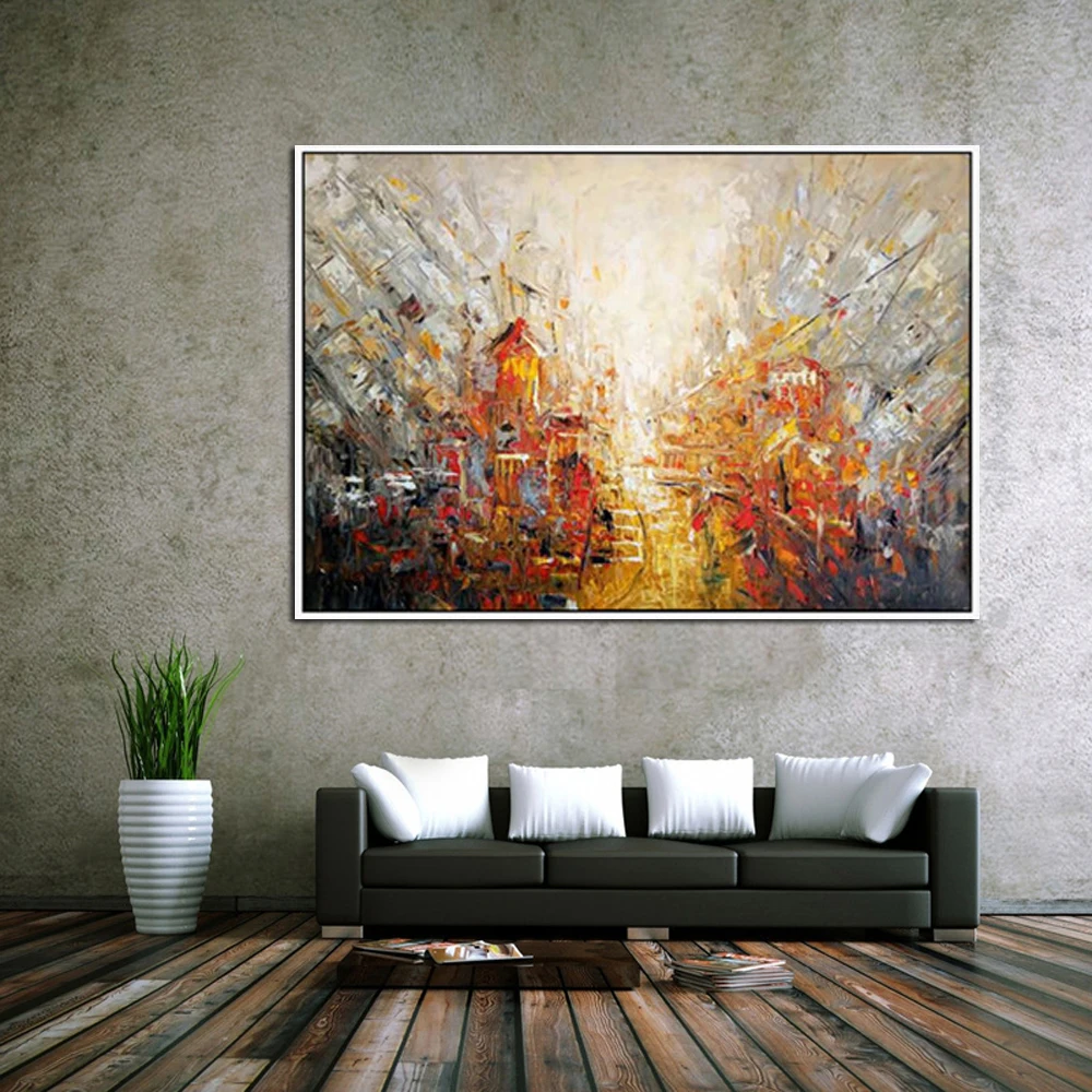 

Картина маслом на холсте, каудро, декоративные картины, мастихин, красные цветы, деревья, настенные картины для гостиной, домашний декор