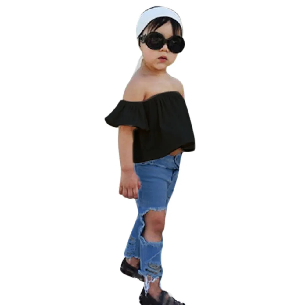 Комплект летней одежды из 3 предметов для девочек укороченный топ с открытыми