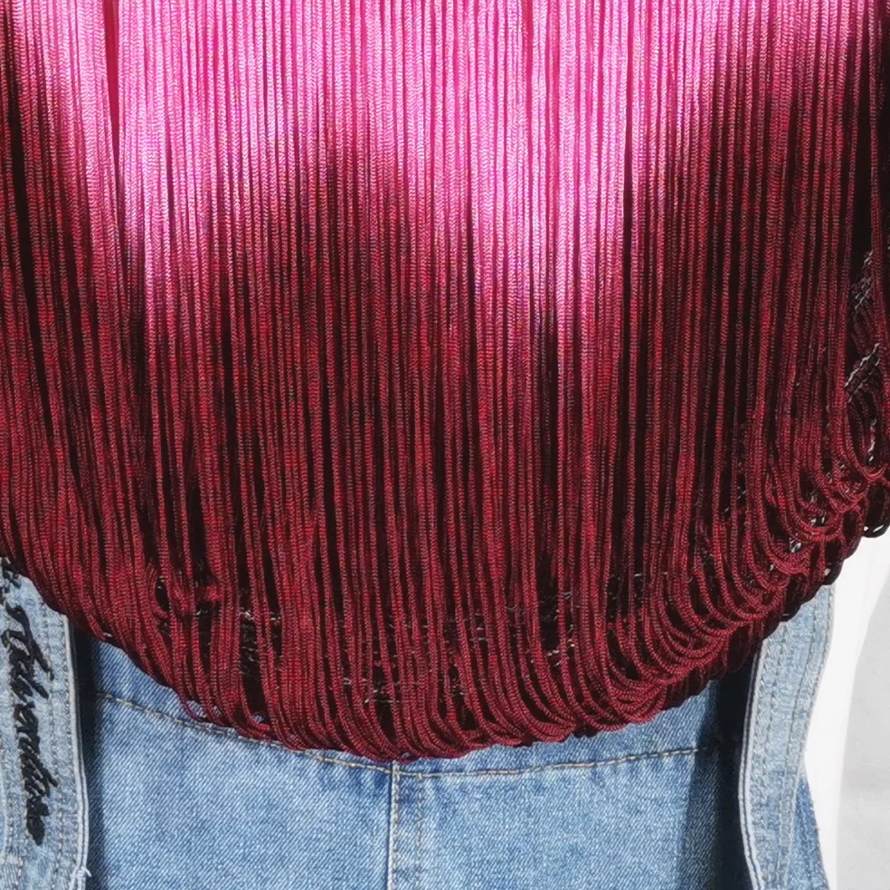 YACKALASI 5 ярдов Латинская бахрома кисточка Dip Dye Omble розовый латинское платье макраме кружево Samba Одежда для танцев швейная отделка розовый/темно-красный