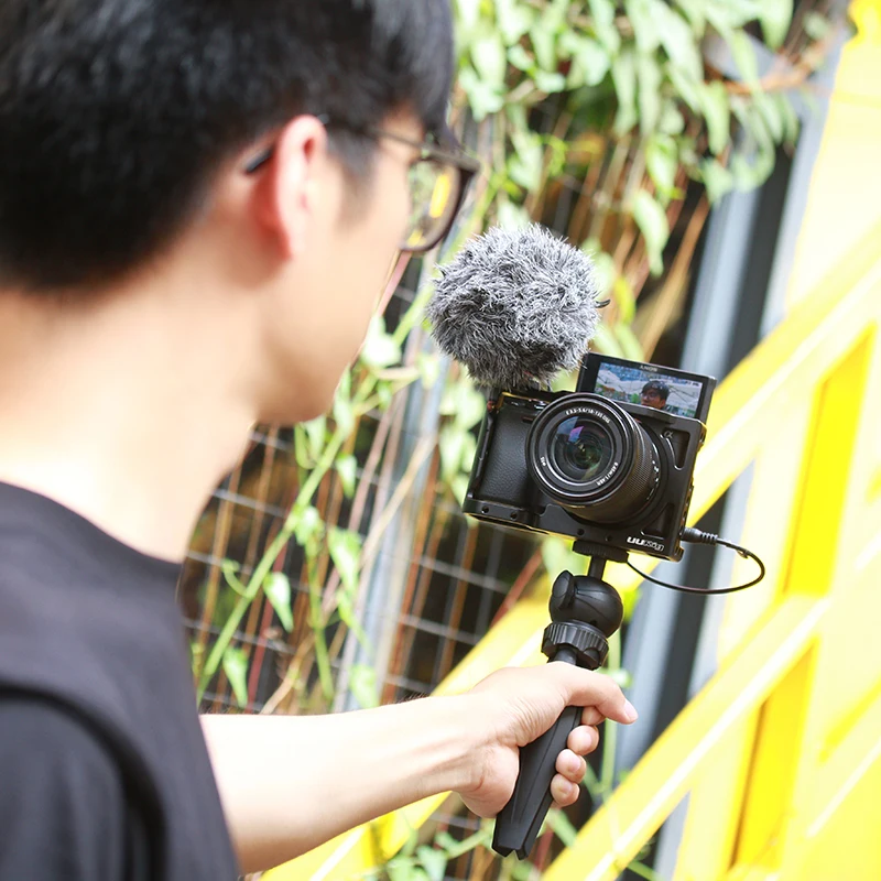 UURig камера клетка для sony A6400 Vlog корпус клетка ручка Видео установка с деревянной рукояткой/Arri металлическая верхняя ручка VS SmallRig клетка