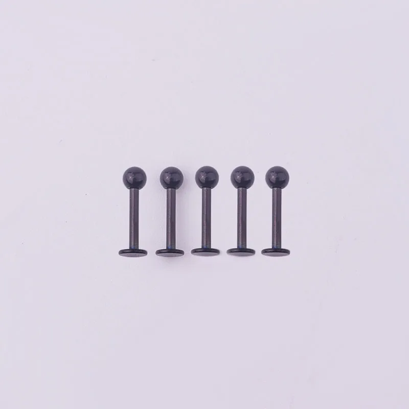 black Sellsets 5 шт./лот 6/8/10 мм 16G хирургическая Сталь мяч Губная Серьга Стад губ пирсинг для пупка лепестка раковины вперед спиральный для хряща серьги - Окраска металла: black