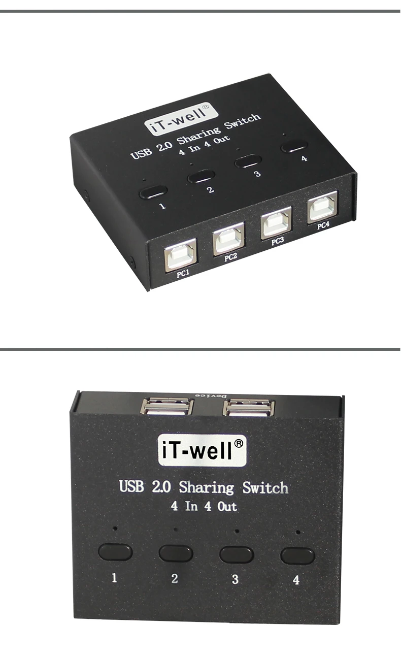 IT-well USB Ручной распределительный переключатель селекторы KVM переключатели 4 порта концентратор для флэш-принтера клавиатуры mous P4 PC Поделиться 4 USB устройства