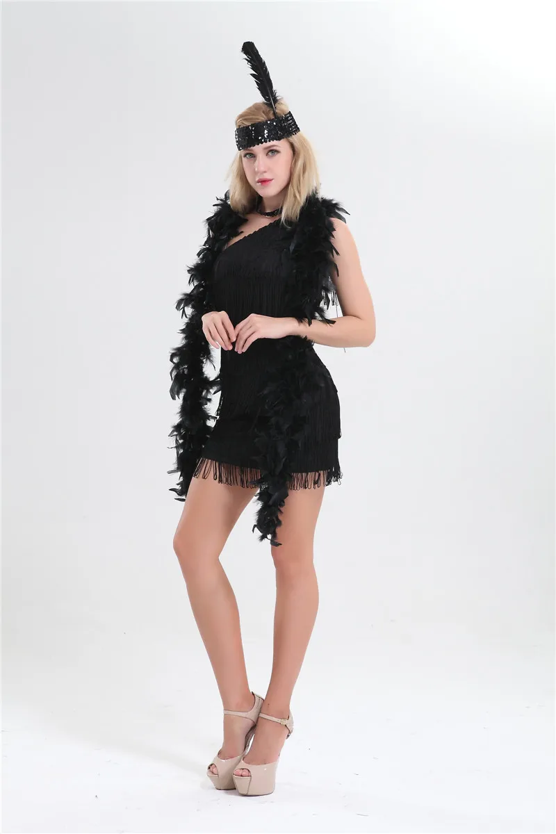 XXXL 1920 s Charleston серый флаппер нарядное платье костюм боа из перьев, повязка на голову Аниме Костюмы на Хэллоуин для женщин