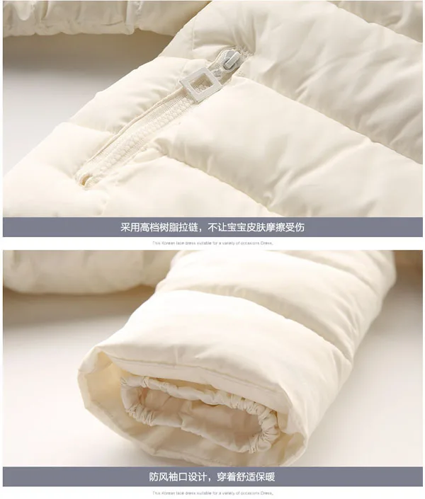 

New baby winter down cotton girl hooded thick coat
