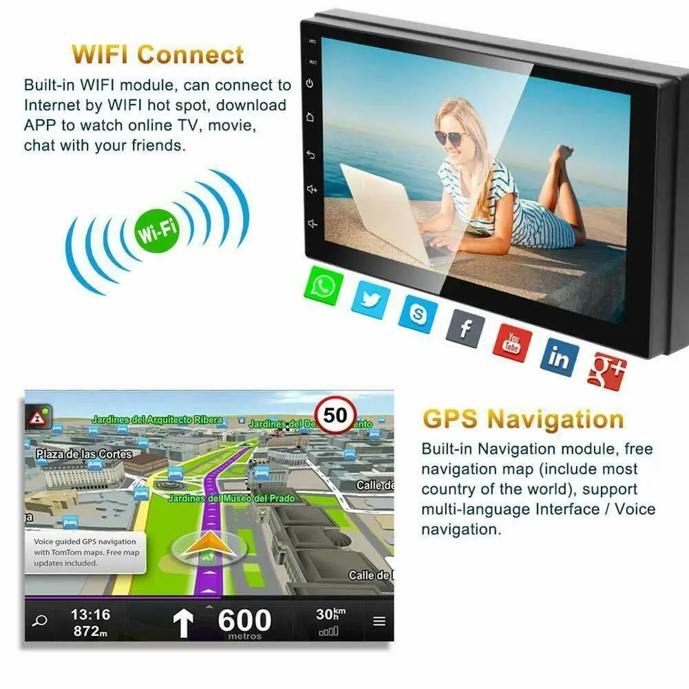 2 Din Android Car radio Multimedia Video Player Universal auto Stereo GPS MAP For Volkswagen Nissan Hyundai Kia toyota CR-V | Автомобили и