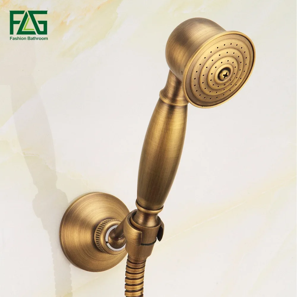 FLG Wall Mounted Bathroom Basin Mixer Tap Crane With Hand Shower Head Bath & Faucet Antique Brushed Brass Faucets | Обустройство