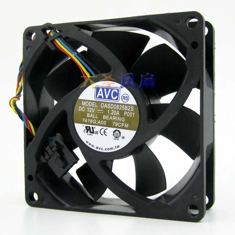 Оригинальный AVC 8025 DASD0825B2S 12 В а 8 см Интеллектуальный двойной шарикоподшипник PWM