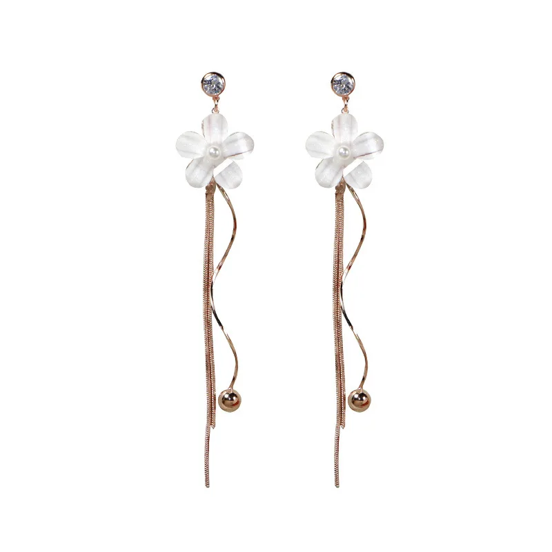 Новое поступление, трендовые Женские Висячие серьги из цинкового сплава, кристалл, Длинная кисточка, летние серьги, милые женские корейские ювелирные изделия