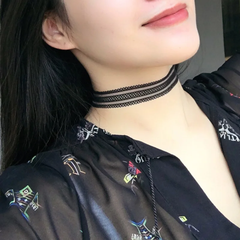 Женский простой кружевной волнистый прозрачный Воротник Сетка в полоску полые