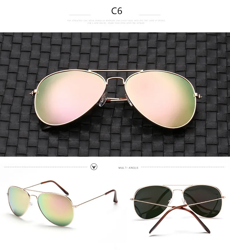 gold pink Солнцезащитные очки Мужские Винтажные Солнцезащитные очки Ms. Frame Glare Pilot Aviation солнцезащитные очки 19 цветов очки для вождения Лидер продаж - Цвет линз: gold pink