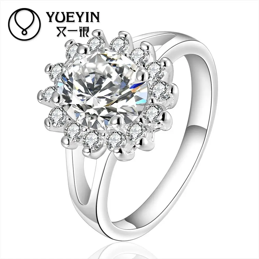 NEW Fashion silver plated jewelry wedding ring Silver new design finger for lady bijoux women Big Stone | Украшения и аксессуары