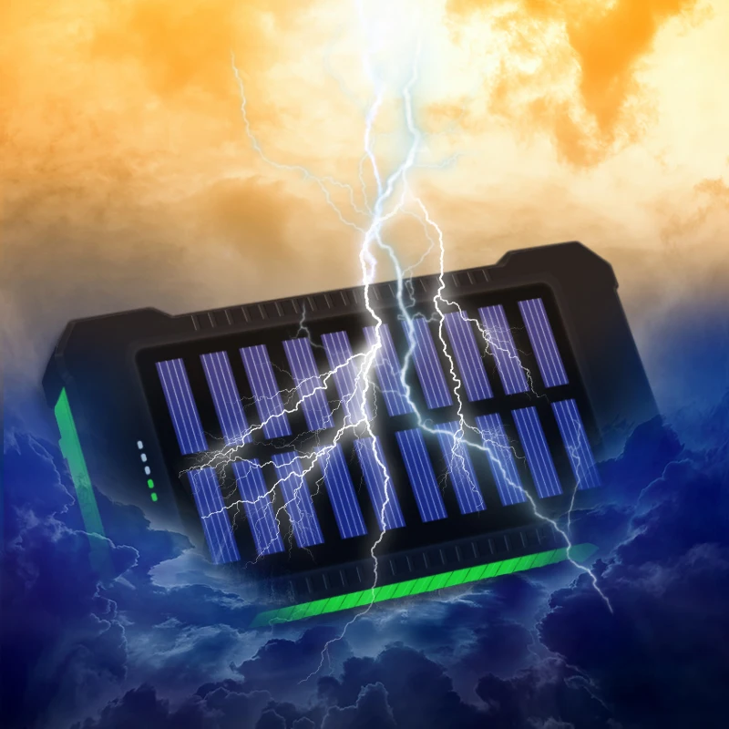 Внешний аккумулятор 10000 мАч портативный водонепроницаемый Солнечный двойной USB