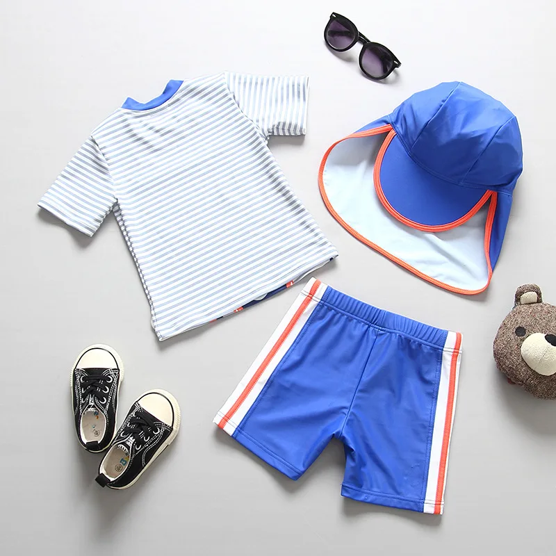 Swimwear Boys UPF50 Sun Protection Children's Swimsuit Octopus Print Three Pieces Toddler Baby Boy Bath Clothes with Hat |