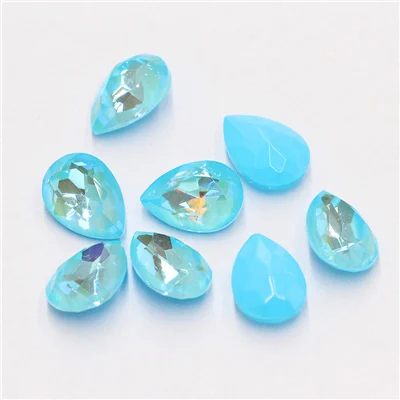 Teardrop Mocha из цветного стекла изысканный камень, точка назад Груша Падение для дизайна ногтей - Цвет: Aquamarine MI