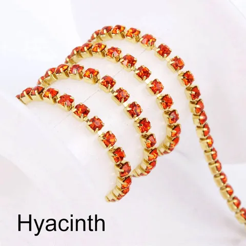 Цепи с кристаллами TENGJIAN  SS6-SS12, 17 цветов, 3 ярда