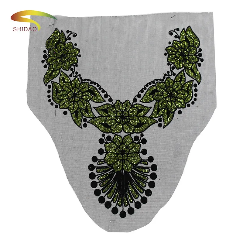 

1Pcs Blue Green Flower Floral Applique Embroidery DIY Crafts Lace Fabric Neckline Collar Sewing Applique Supplies Scrapbooking