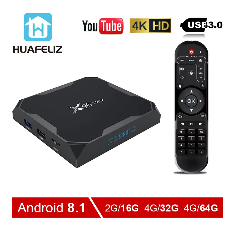 Android 8,1 ТВ приставка X96 MAX Amlogic S905X2 4 ГБ 32 ГБ 64 Гб ТВ приставка 2,4G и 5 ГГц Wifi 1000 м H.265 4 к медиаплеер смарт-бокс PK T95Q