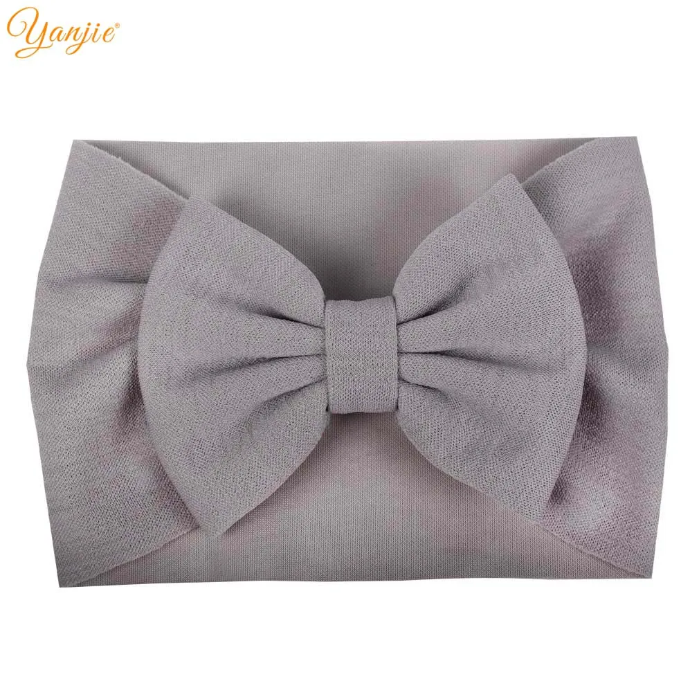 Headband A-14 Новинка года; ребристая ткань; бант; тюрбан; сезон весна; 5 дюймов; большой бант для волос; повязка на голову для девочек; головной убор для детей; аксессуары для волос; Лидер продаж - Цвет: Headband A-14