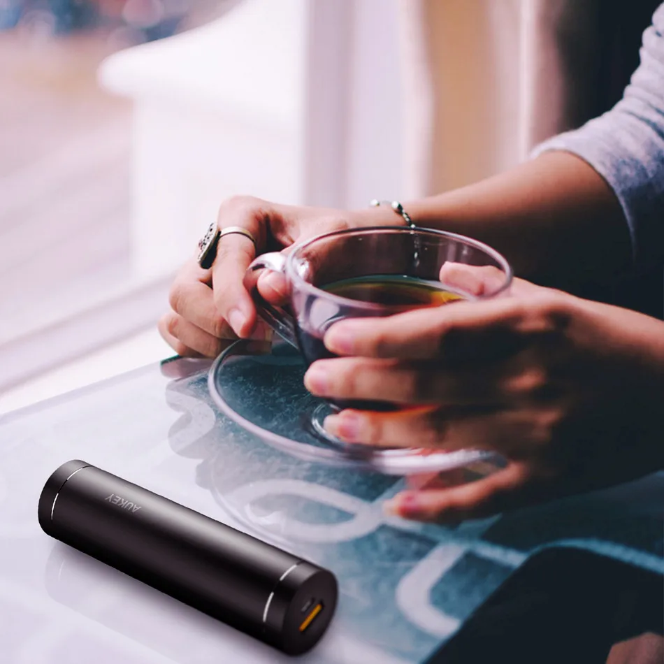 AUKEY Мощность банк Quick Charge 3 0 5000 мАч Мини Цилиндрические телефон bacnk Портативный