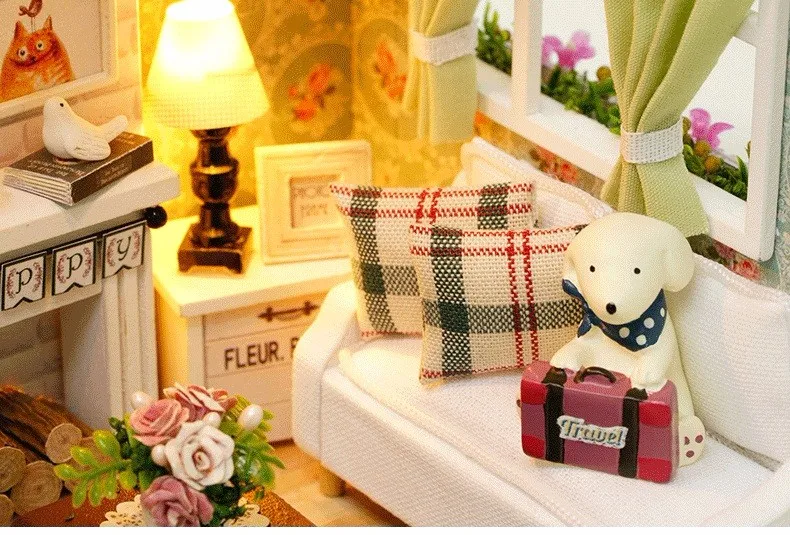 Muñeca casa miniatura DIY muñecas con muebles de casa de madera de juguetes para niños de regalo feliz veces Z08
