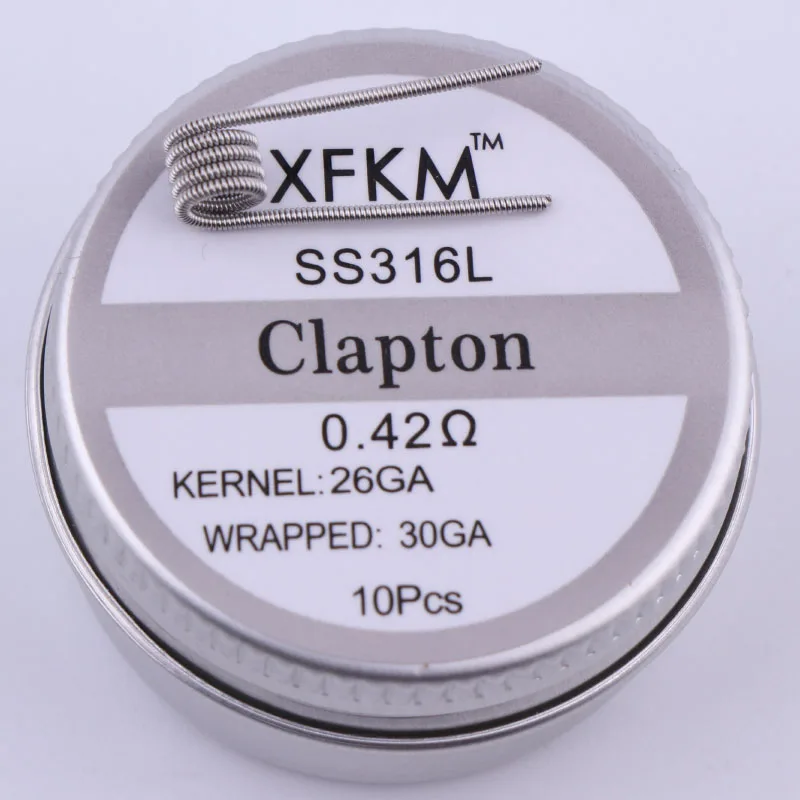 clapton 0.42 316 XFKM плоский витой провод плавленый clapton Hive предварительно изготовленные обмоточные провода чужеродный микс витой Quad Tiger катушки нагревательное сопротивление rda катушка - Цвет: clapton 0.42 316