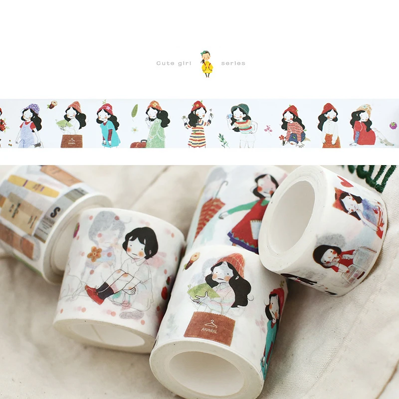 

1 PCS Cartoon Sweet girl Paper washi tape 25mm/30mm/40mm*7m Decorative masking adhesive tape Stationery school supplies 4012