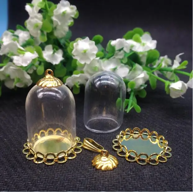 5 компл./лот 25*18 мм широкий рот трубчатый стеклянный глобус с золотым двойным