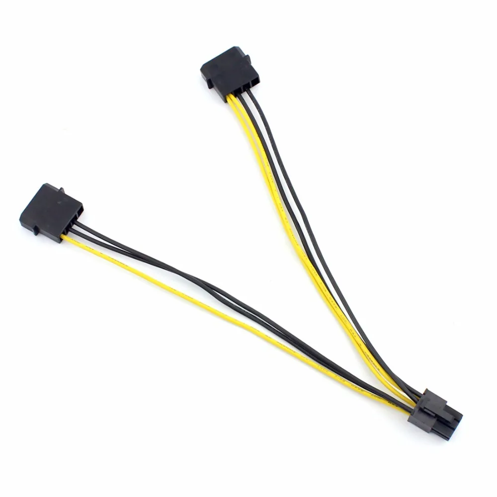 Двойной большой 4 контактный к 6Pin кабель питания для видеокарты адаптера Molex PCI