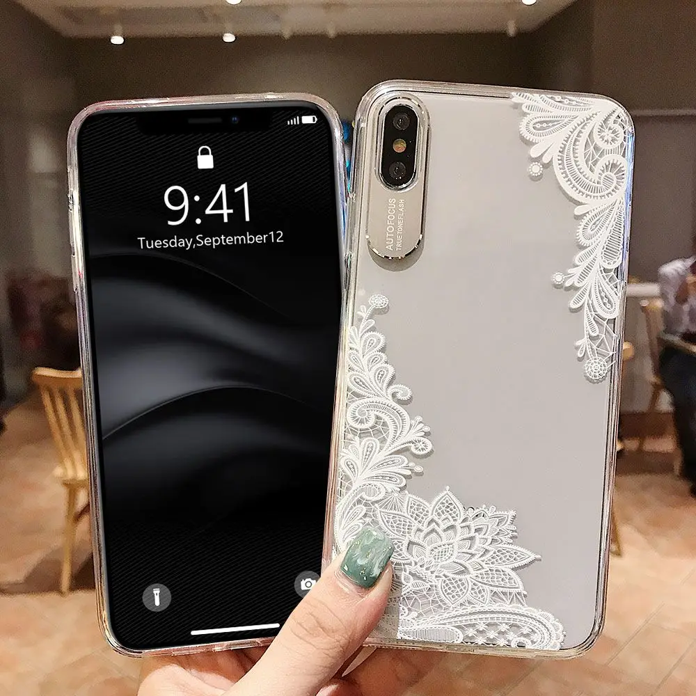 KISSCASE модная кружевная рамка для телефона чехол iPhone 7 X XS MAX XR мягкие чехлы из ТПУ 8 6