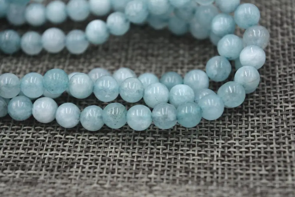 6 мм буддийский Натуральный аквамарин 108 молитвенных бусин браслет Mala ожерелье