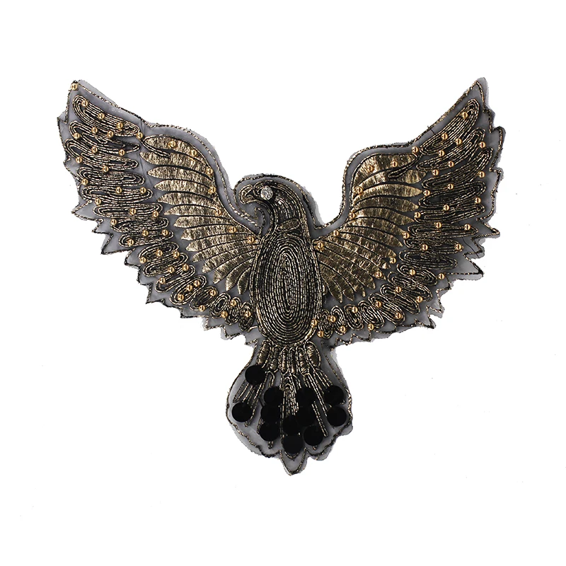 10 шт. вышитый бисером винтажный бронзированный Золотой орел аппликация шить на