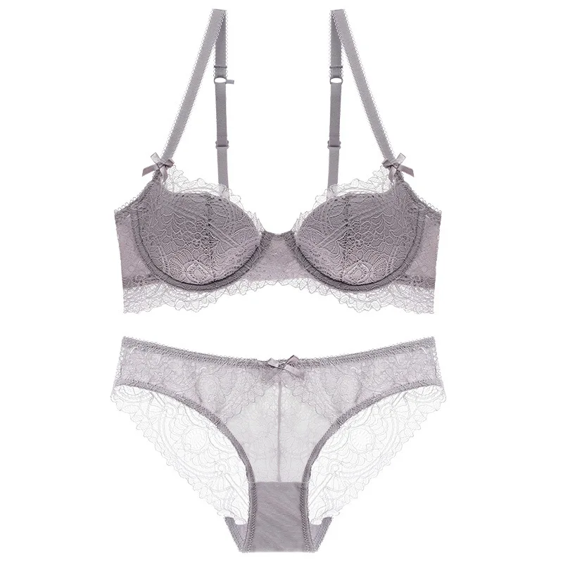 Qizhimiao женский кружевной комплект нижнего белья ультратонкий бюстгальтер с