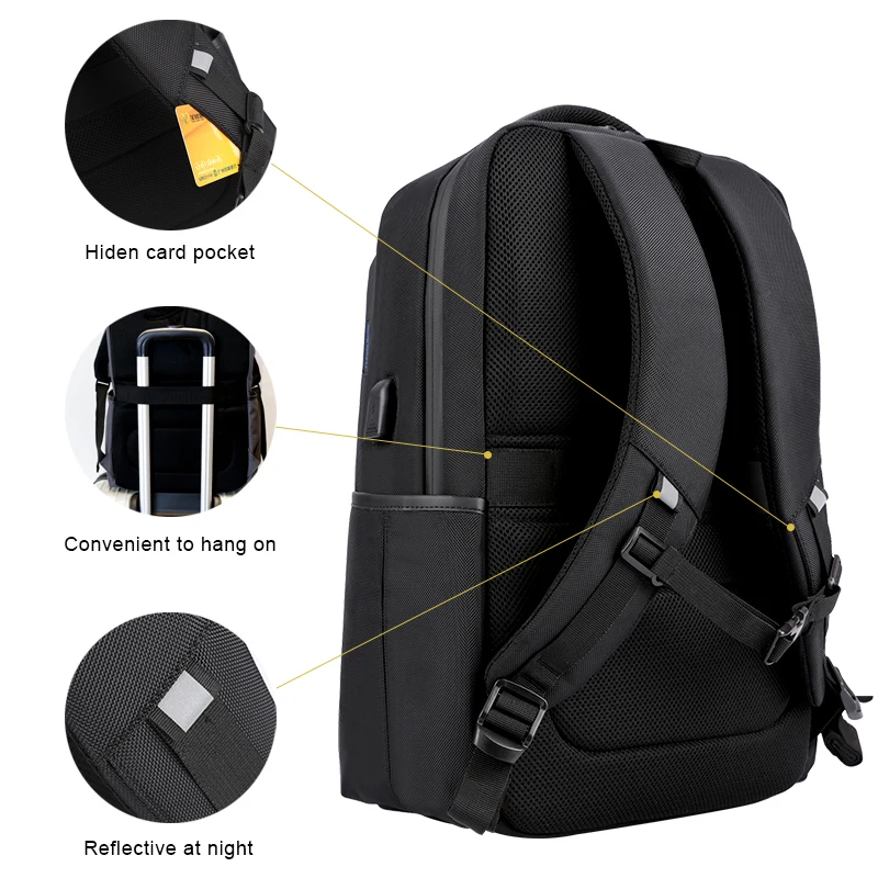Men's Shoulder Bag Gray Color Laptop Large Capacity Travel USB Charging Smart Backpack Waterproof Nylon B00120 | Багаж и сумки