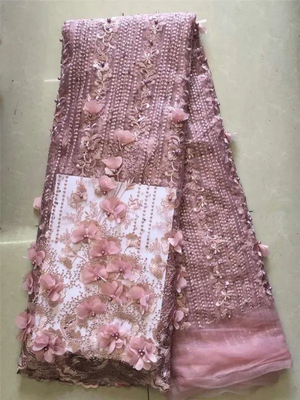 Модная Белая французская кружевная ткань в нигерийском стиле с бисером 2019