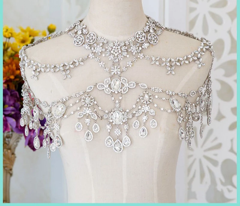 Новая роскошная Свадебная цепочка Хрустальная на плечо свадебные украшения свадебное ожерелье сексуальные
