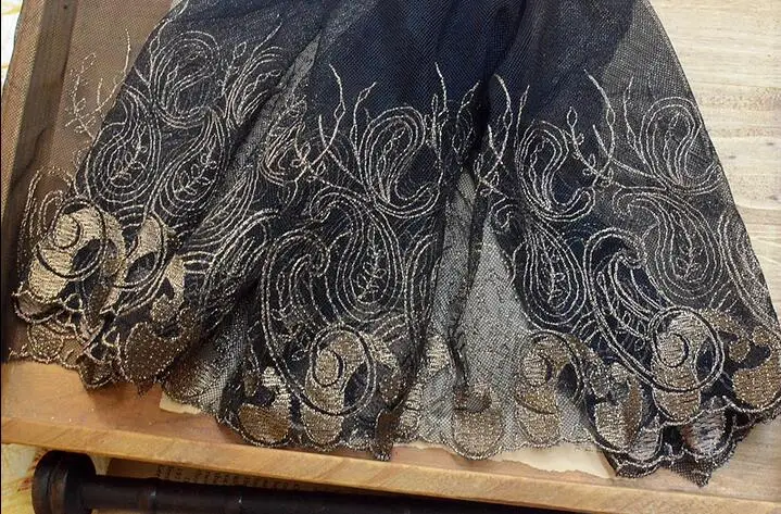 Кружевная отделка 2 метра Золотое кружево кружевная ткань с золотой каймой