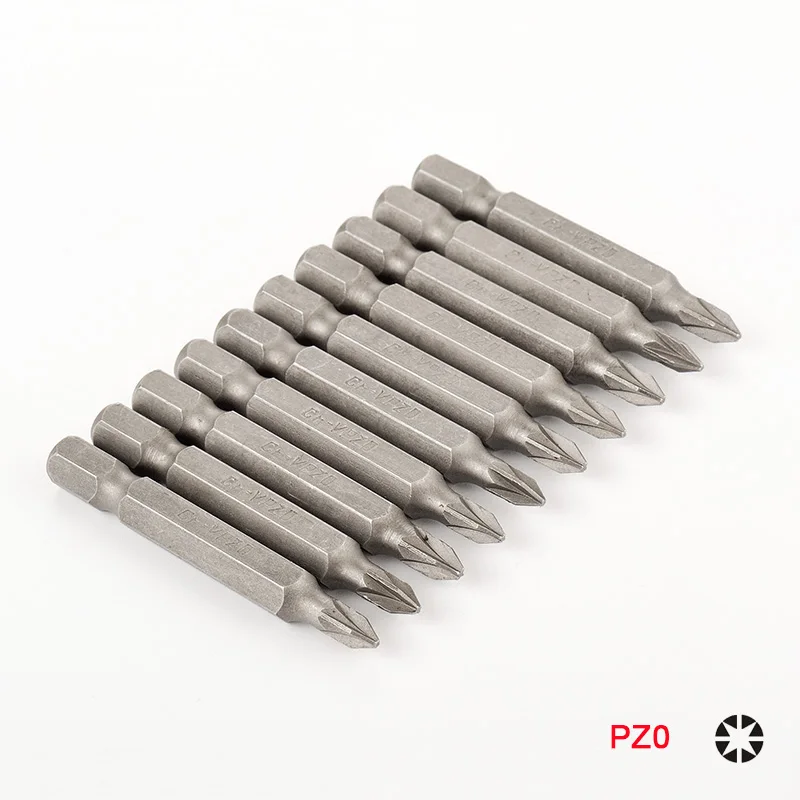 PZ0 10 шт. 1/" 6,35 мм шестигранный хвостовик PZ0 PZ1 PZ2 PZ3 электрическая отвертка бит 50 мм длинный набор электроинструментов steel сталь Pozi Набор бит - Цвет: PZ0