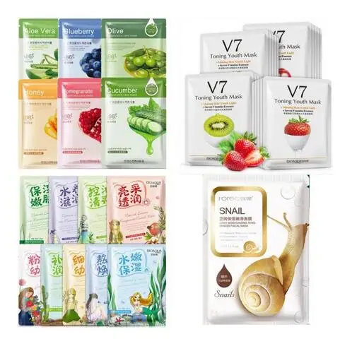 20 types assorted 60 шт BIOAQUA 7 Витаминная эссенция маска для лица Тонизирующая молодость фруктовая маска для лица увлажняющая влажная маска для контроля за кожей - Цвет: 20 types assorted