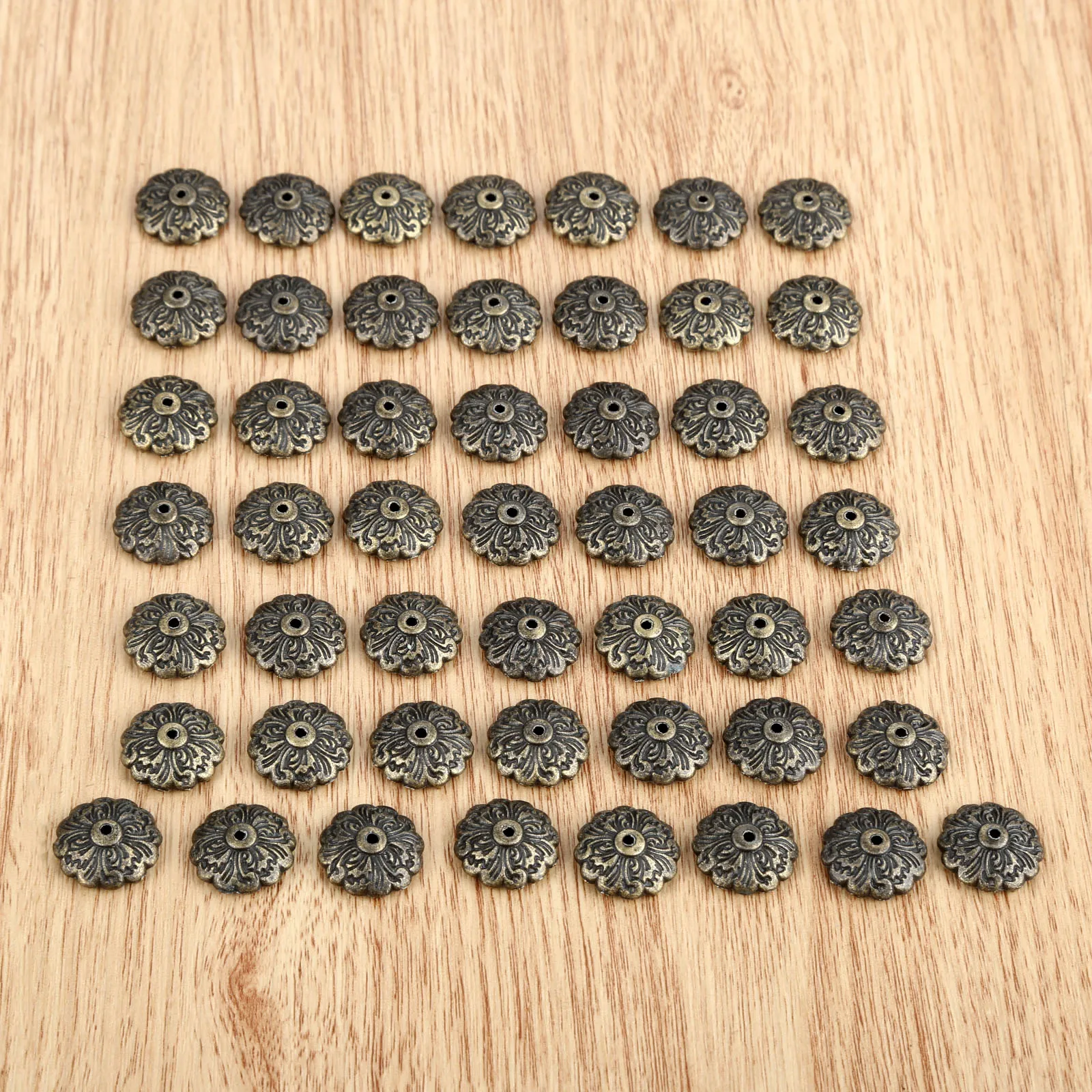 50Pcs 15mm Dia.Antique Brass Upholstery Nail Jewelry Chest Wine Gift Box Decor Tack Stud For Furniture Hardware