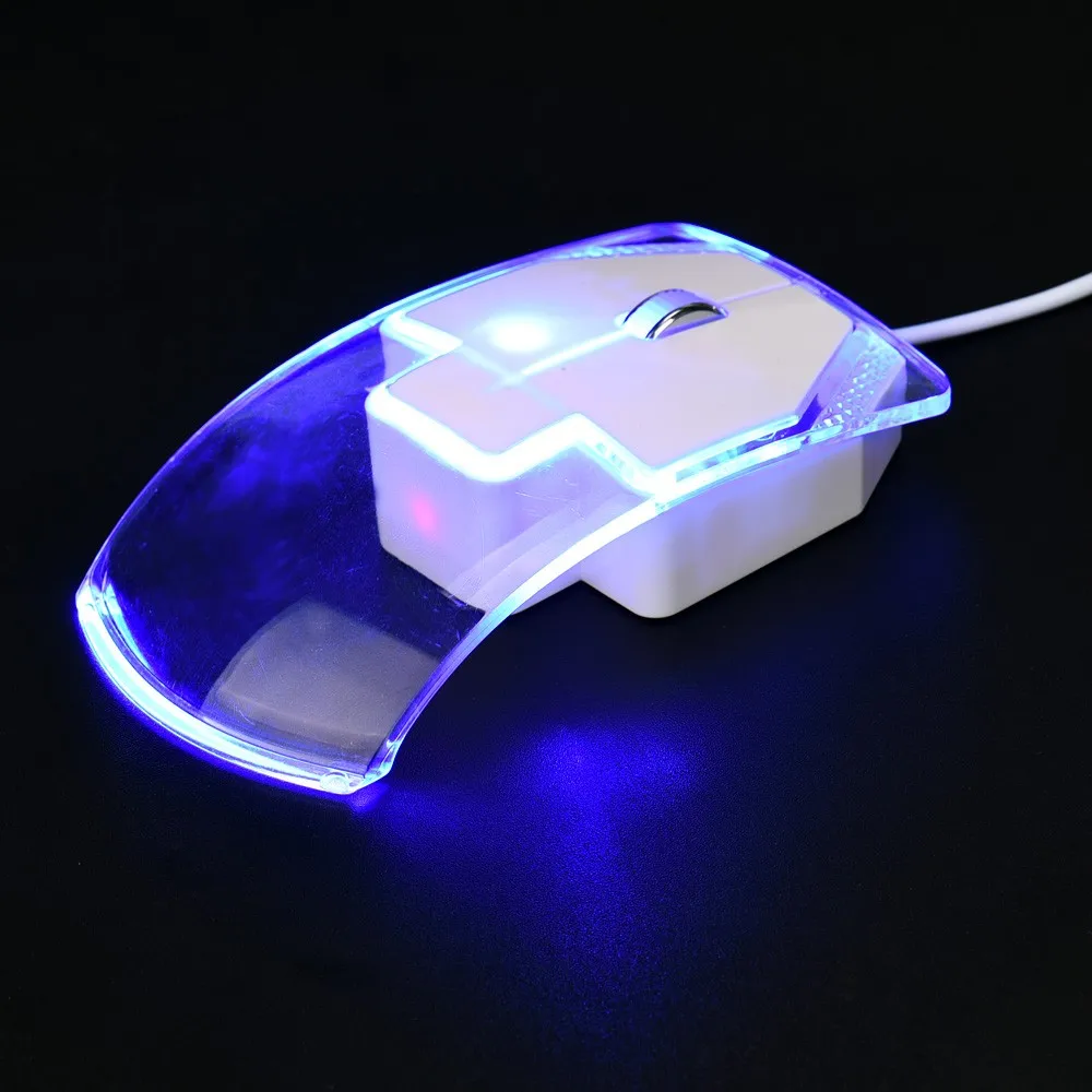 Malloom прозрачный СВЕТОДИОДНЫЙ светильник USB Проводная оптическая Мышь геймера 1600 Точек на дюйм игровой Мышь для портативных ПК компьютер Ратон компьютер белый