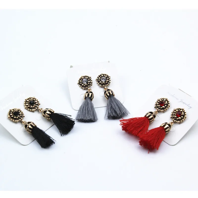 Женские винтажные длинные серьги с кисточками E0187 модные брендовые