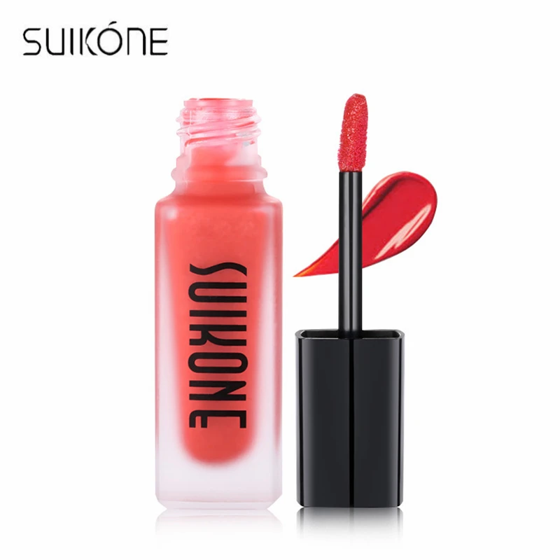 Тинт для губ SUIKONE жидкая помада блеск блестящий макияж мерцающий пигмент