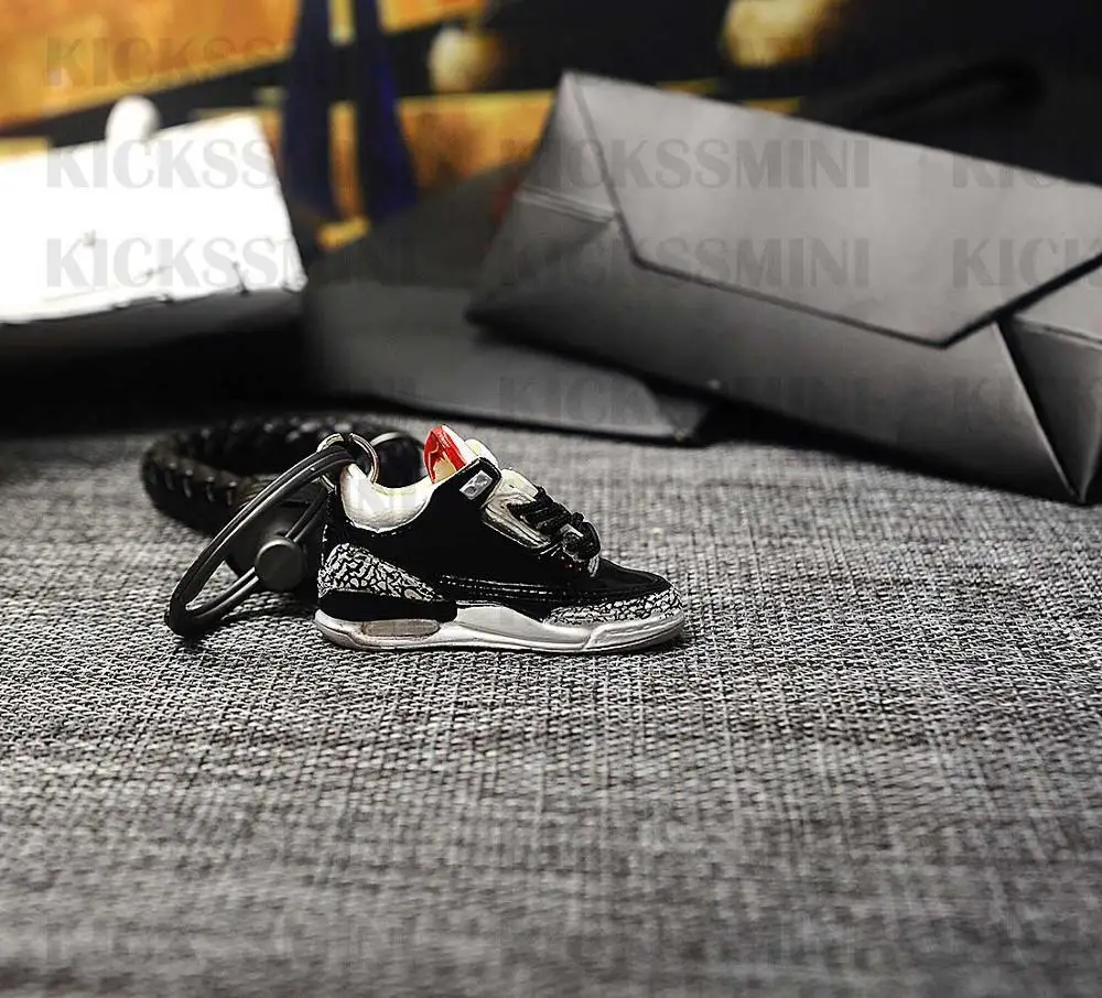 DIY ретро OG Air Jordan " черный цемент" 3D Мини кроссовок Джордана сумка для ключей коробка Подвеска для пары Кукла аксессуар