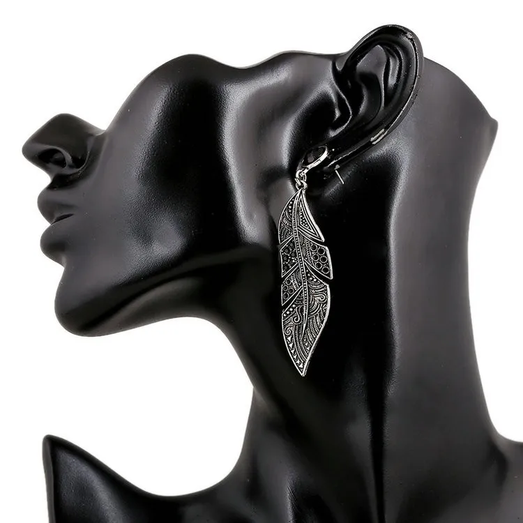 Новый дизайн богемные винтажные Подвесные серьги с перьями для женщин висячие в