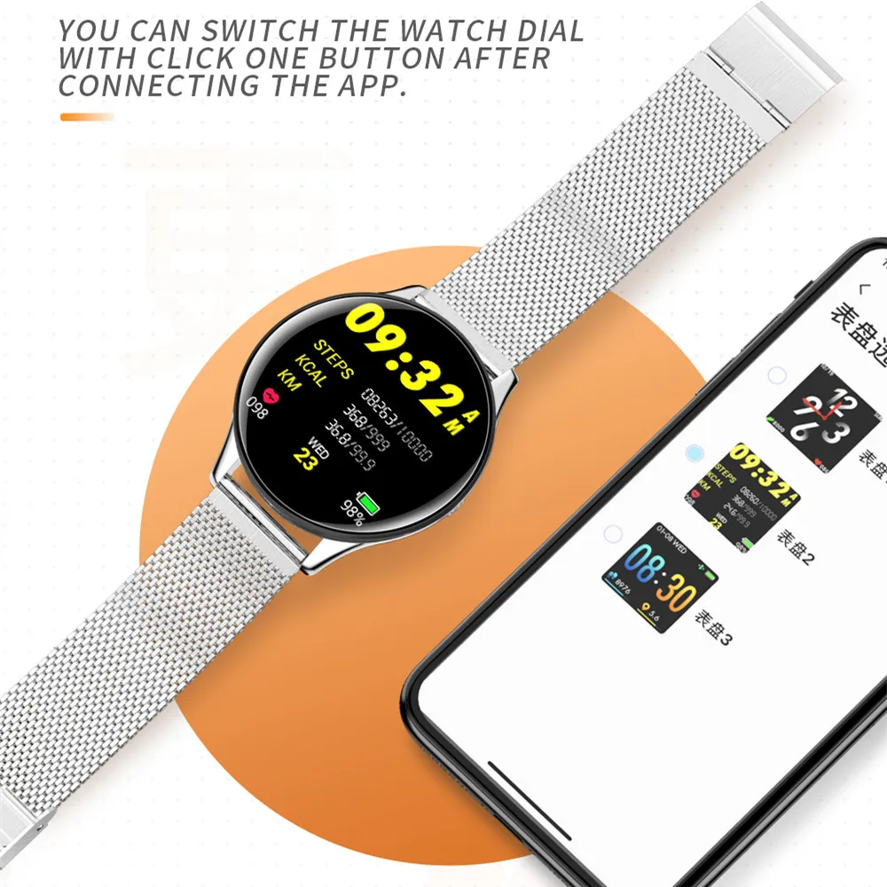 Смарт-часы DISOUR водонепроницаемые с цветным экраном тонкие на Android IOS для мужчин и