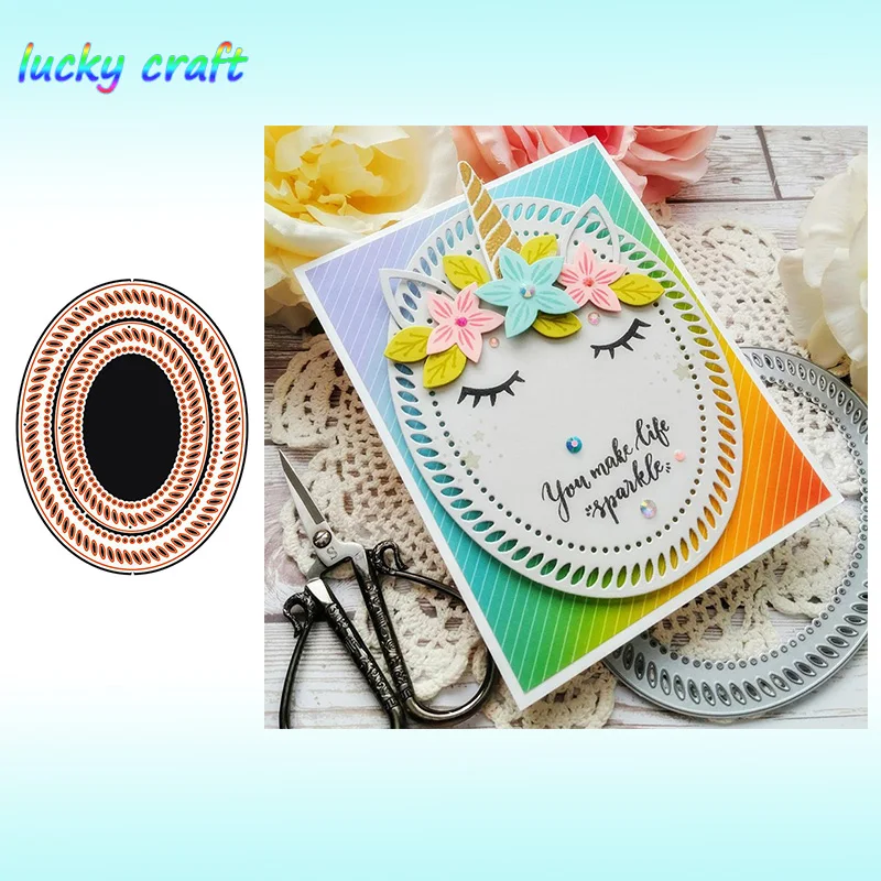 Luck YCraft 2 шт. Овальный полый набор металлических режущих штампов для DIY Скрапбукинг тиснение бумажные карты для ручной работы штампы с New2019
