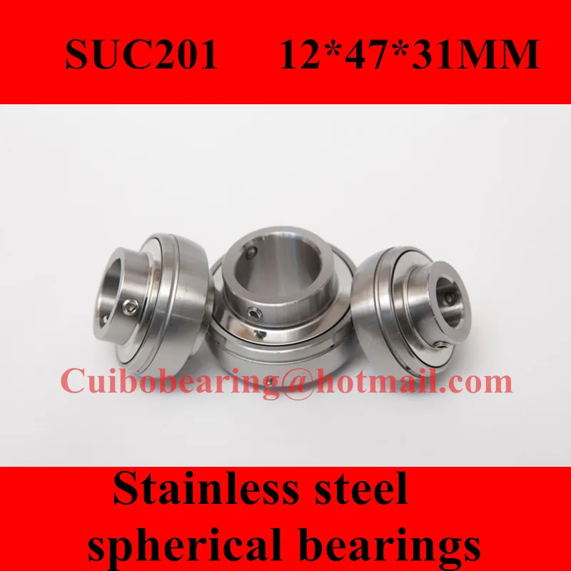 

Stainless steel spherical bearings SUC201 UC201 12*47*31mm