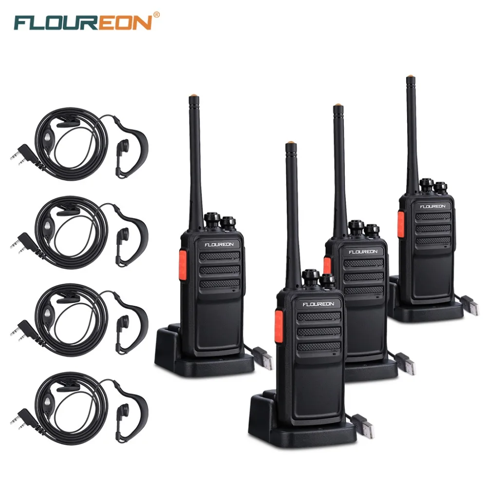 Floureon 2 пары 16CH waklie talkie UHF400~ 480 МГц 2-полосное радио USB зарядное устройство литий-ионная батарея 12 км перезаряженный домофон США