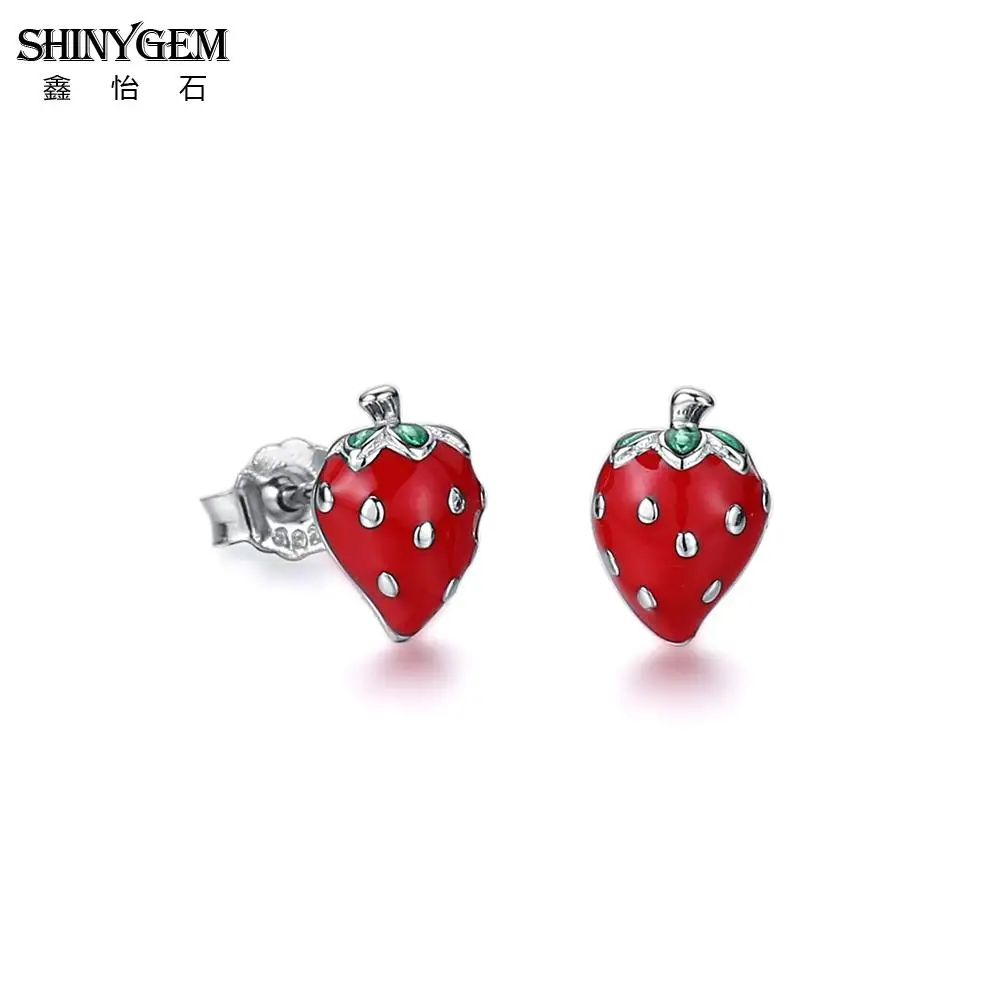 Модные серьги гвоздики ShinyGem из настоящего серебра 925 пробы с капельным маслом