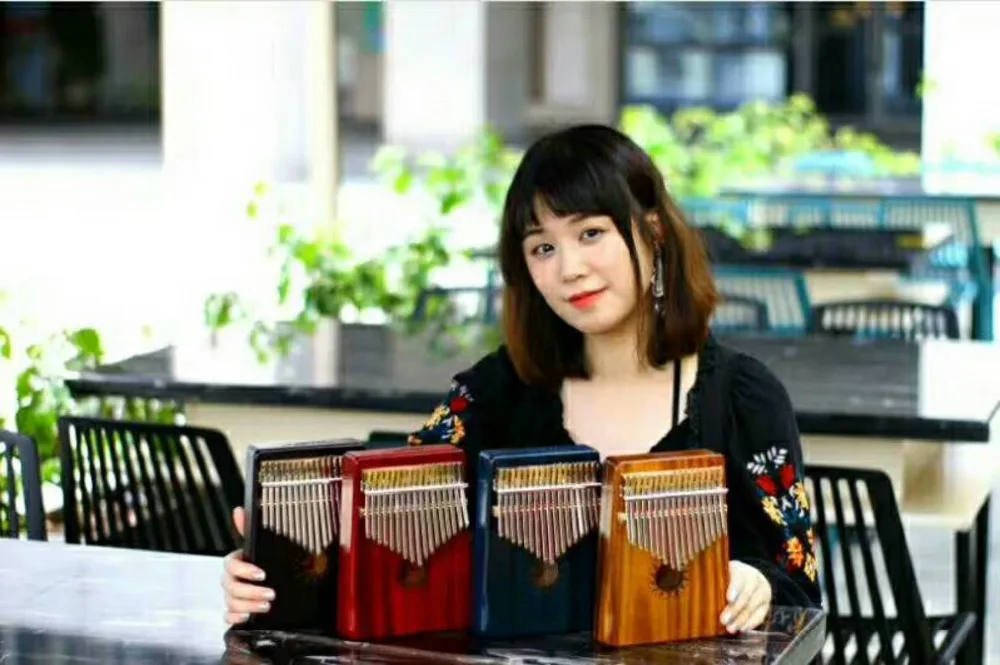 17 клавиш синий калимба большой палец пианино высокое качество дерево красное